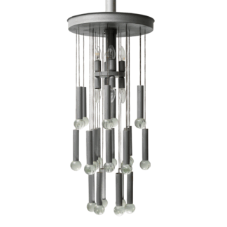 Chandelier 8 Lights 24 Pendants Gaetano Sciolari 70s Vintage Modern