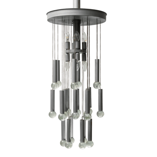 Chandelier 8 Lights 24 Pendants Gaetano Sciolari 70s Vintage Modern