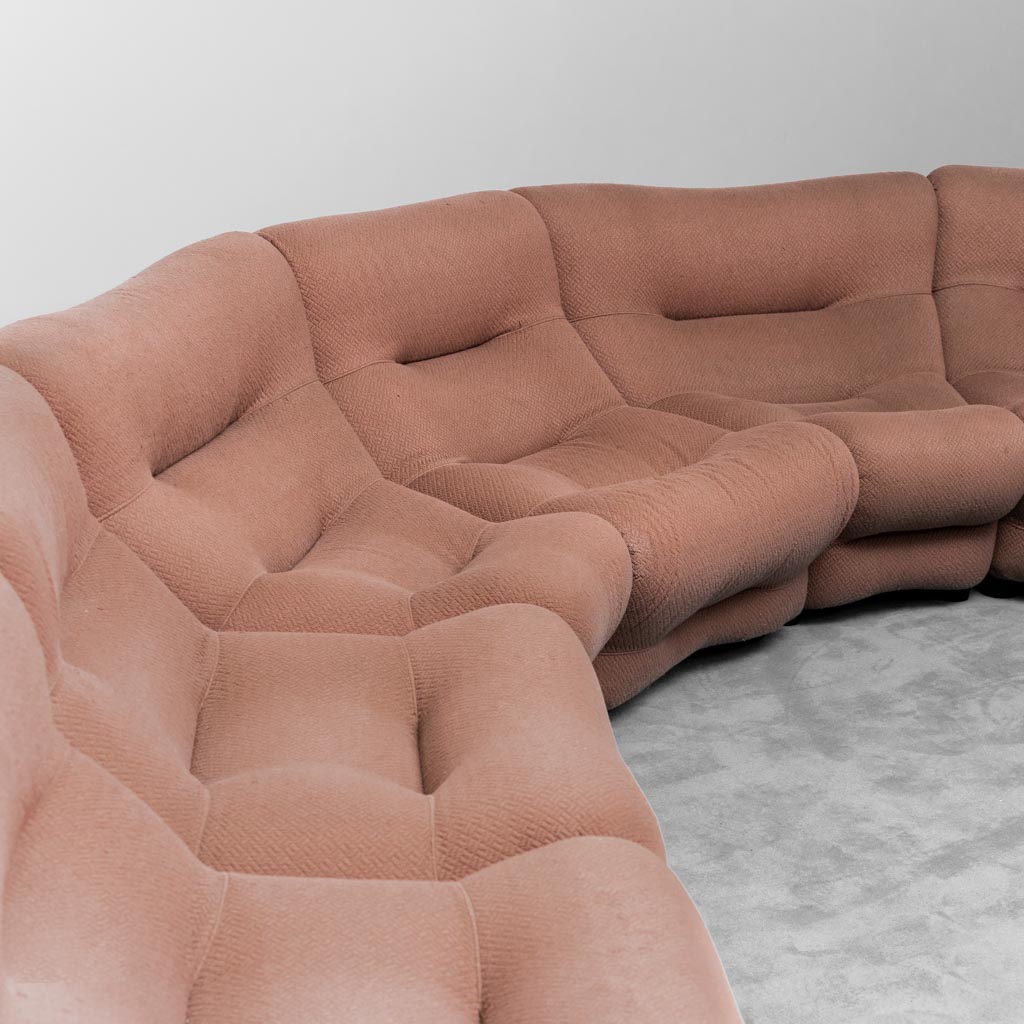 Rezia Sofa 7 Modules Brown Fabric Emilio Guarnacci 1p 70s Vintage Modern