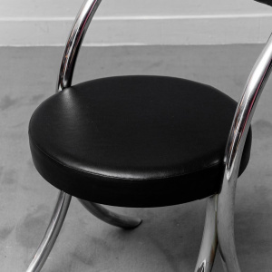 Set Of 6 Vintage 70s Wick Style Metal Eco-Leather Chairs