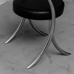 Set Of 6 Vintage 70s Wick Style Metal Eco-Leather Chairs