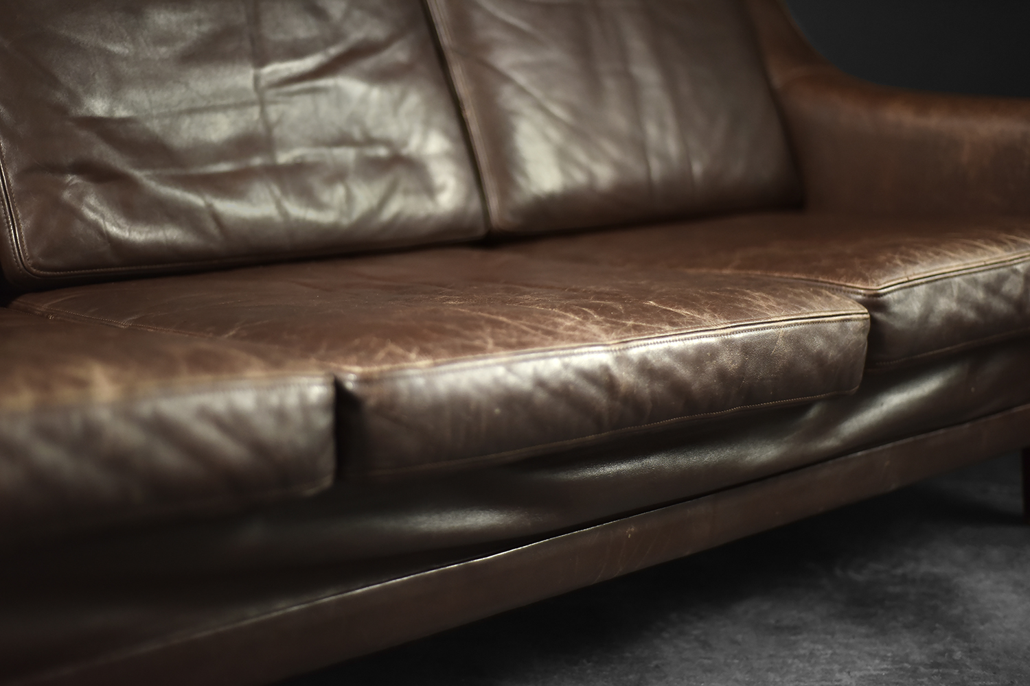 Vintage Mid-Century Scandinavian Danish Modern Brown Leather 3-Seater Sofa, 1970s