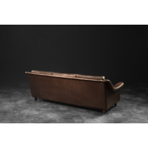 Vintage Mid-Century Scandinavian Danish Modern Brown Leather 3-Seater Sofa, 1970s