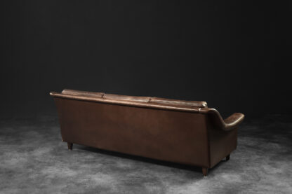Vintage Mid-Century Scandinavian Danish Modern Brown Leather 3-Seater Sofa, 1970s - Image 7