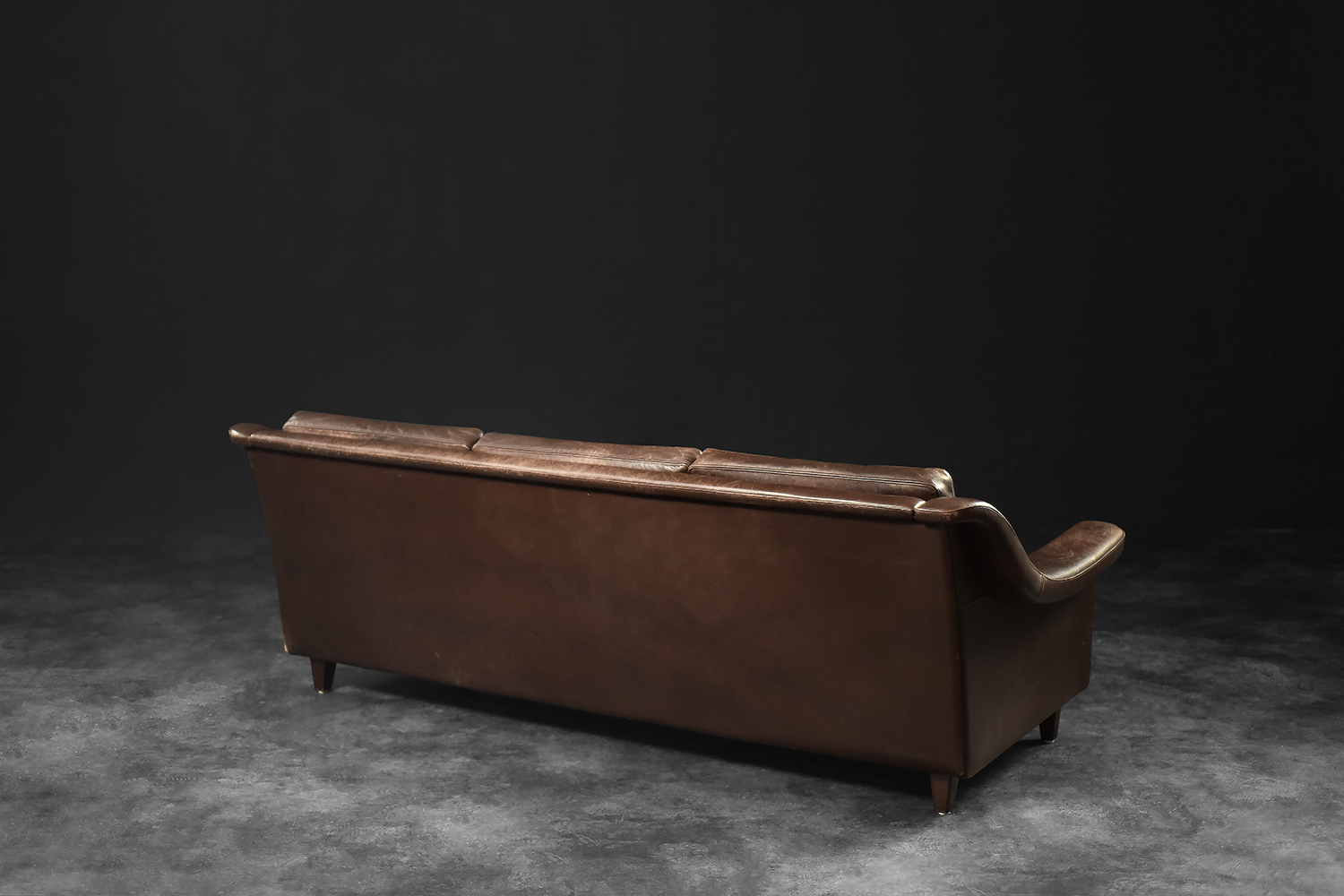 Vintage Mid-Century Scandinavian Danish Modern Brown Leather 3-Seater Sofa, 1970s