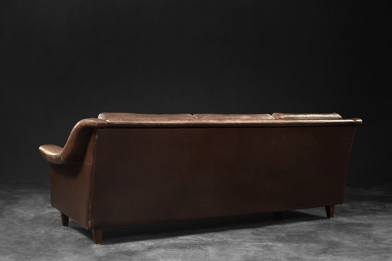 Vintage Mid-Century Scandinavian Danish Modern Brown Leather 3-Seater Sofa, 1970s