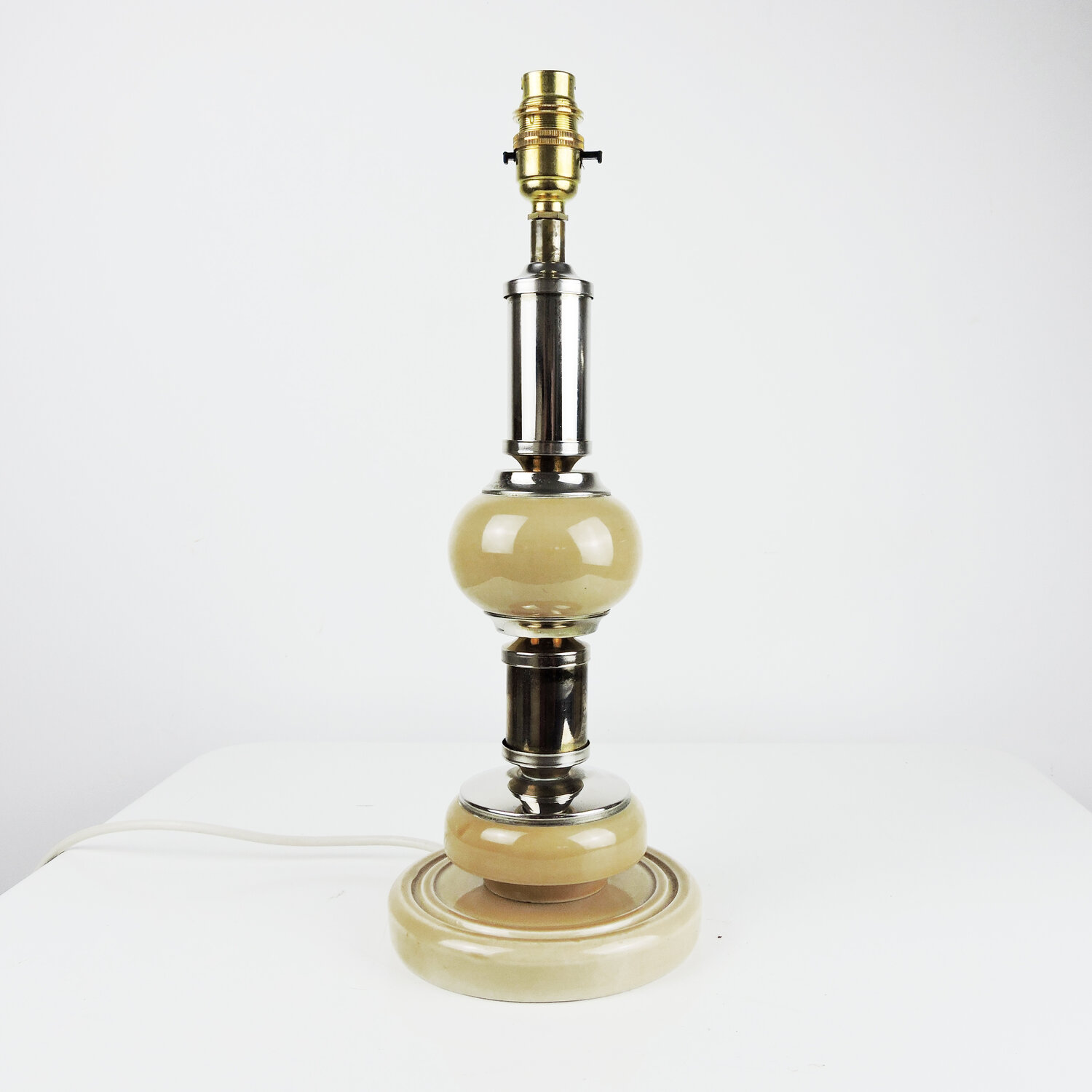 Peach Resin and Chrome Table Lamp, 1970s