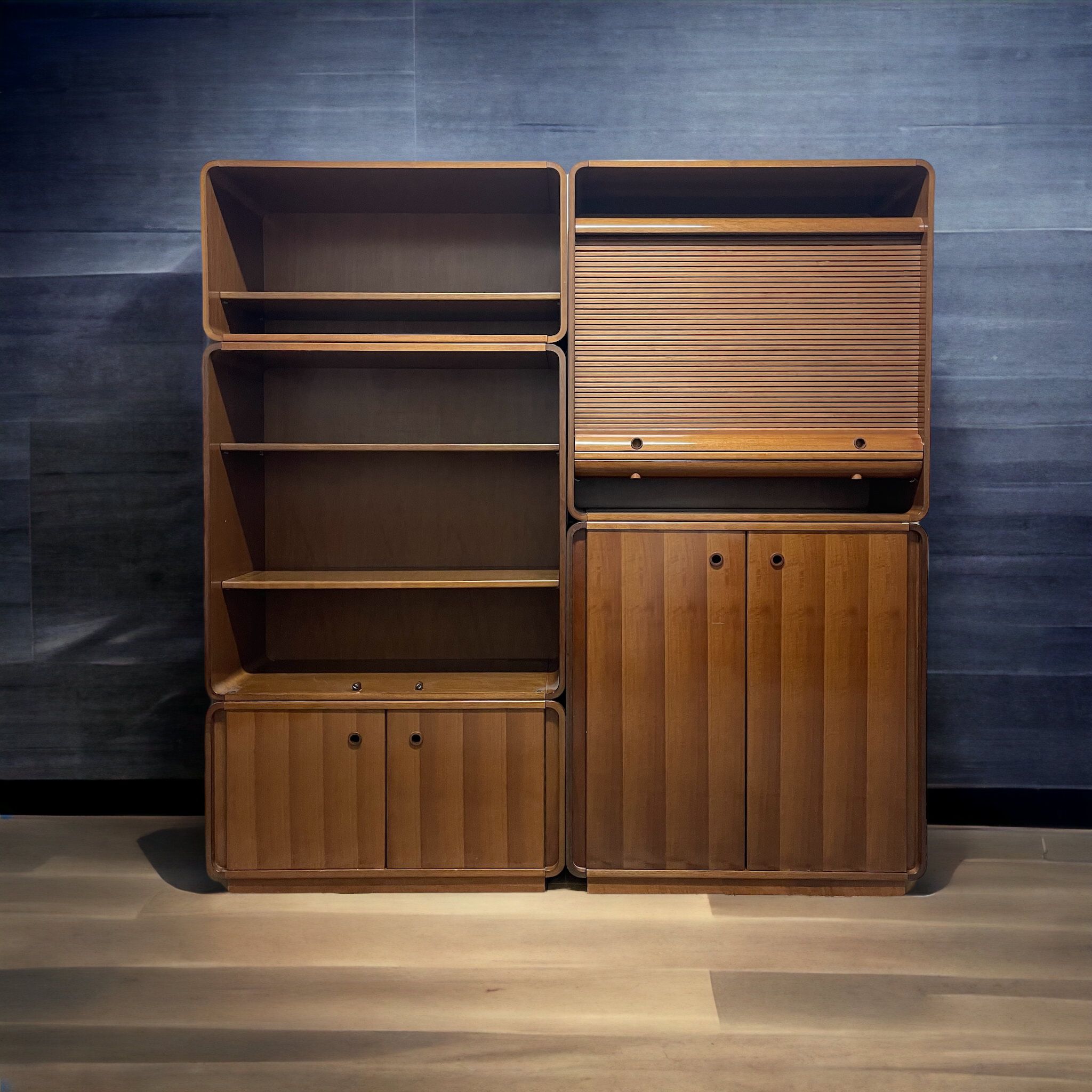shelf Unit Italian National Walnut of 1970 Made by Company Mobilia