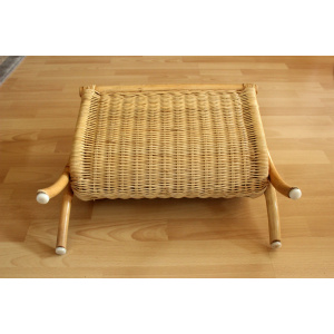 Magazine rack made of bamboo, rattan and wood, vintage from the 70s