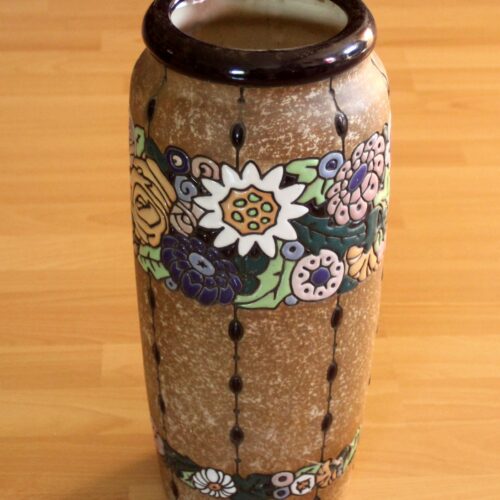 Handmade marked ceramic floor vase, vintage from the 70s
