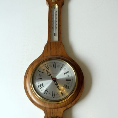 XL Weather Station - thermometer, hygrometer, barometer and a clock, complete working, vintage from the 60s