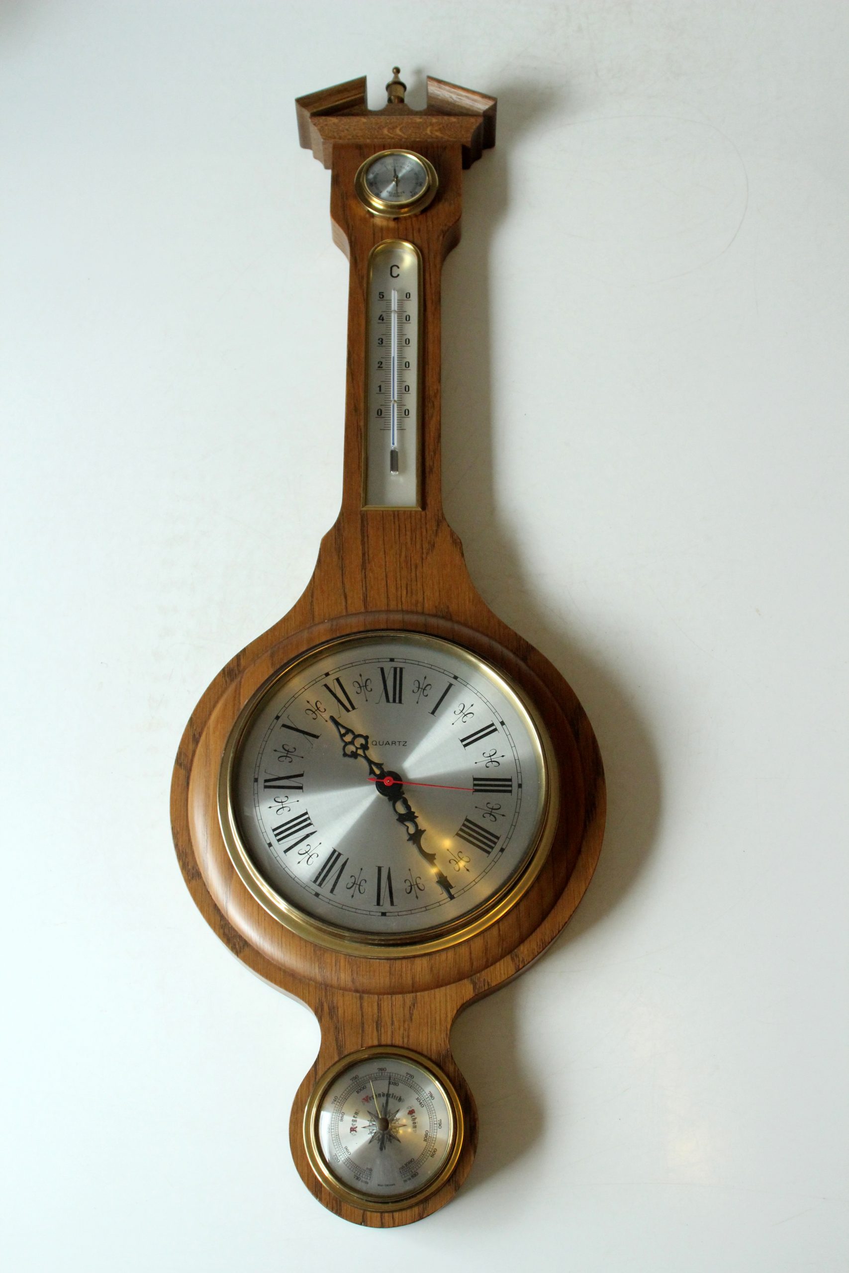 XL Weather Station - thermometer, hygrometer, barometer and a clock, complete working, vintage from the 60s