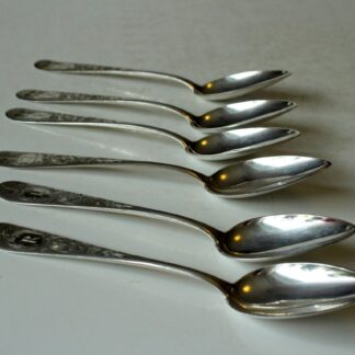 1910s - Art Nouveau Silver (German 800) tea spoons, hallmarked with half moon and crown - set of 6