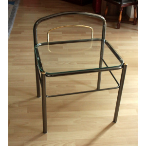 Space Age chrome plated metal and glass bedside table, vintage from the 70s