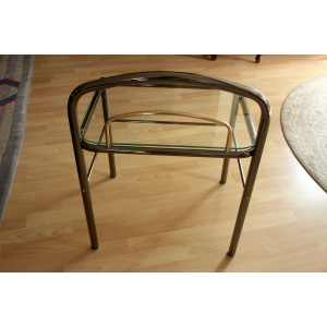 Space Age chrome plated metal and glass bedside table, vintage from the 70s