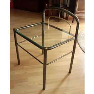 Space Age chrome plated metal and glass bedside table, vintage from the 70s