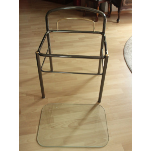 Space Age chrome plated metal and glass bedside table, vintage from the 70s