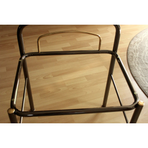 Space Age chrome plated metal and glass bedside table, vintage from the 70s