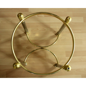 Hollywood Regency Style round coffee table, side table, made of metal with a smoked glass plate, vintage from the 1970s