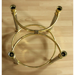 Hollywood Regency Style round coffee table, side table, made of metal with a smoked glass plate, vintage from the 1970s