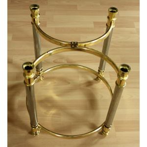 Hollywood Regency Style round coffee table, side table, made of metal with a smoked glass plate, vintage from the 1970s