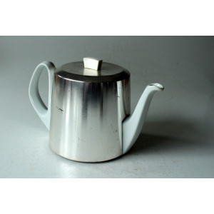 1930s Antique german porcelain tea pot with metal warming hood