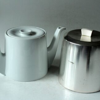 1930s Antique german porcelain tea pot with metal warming hood