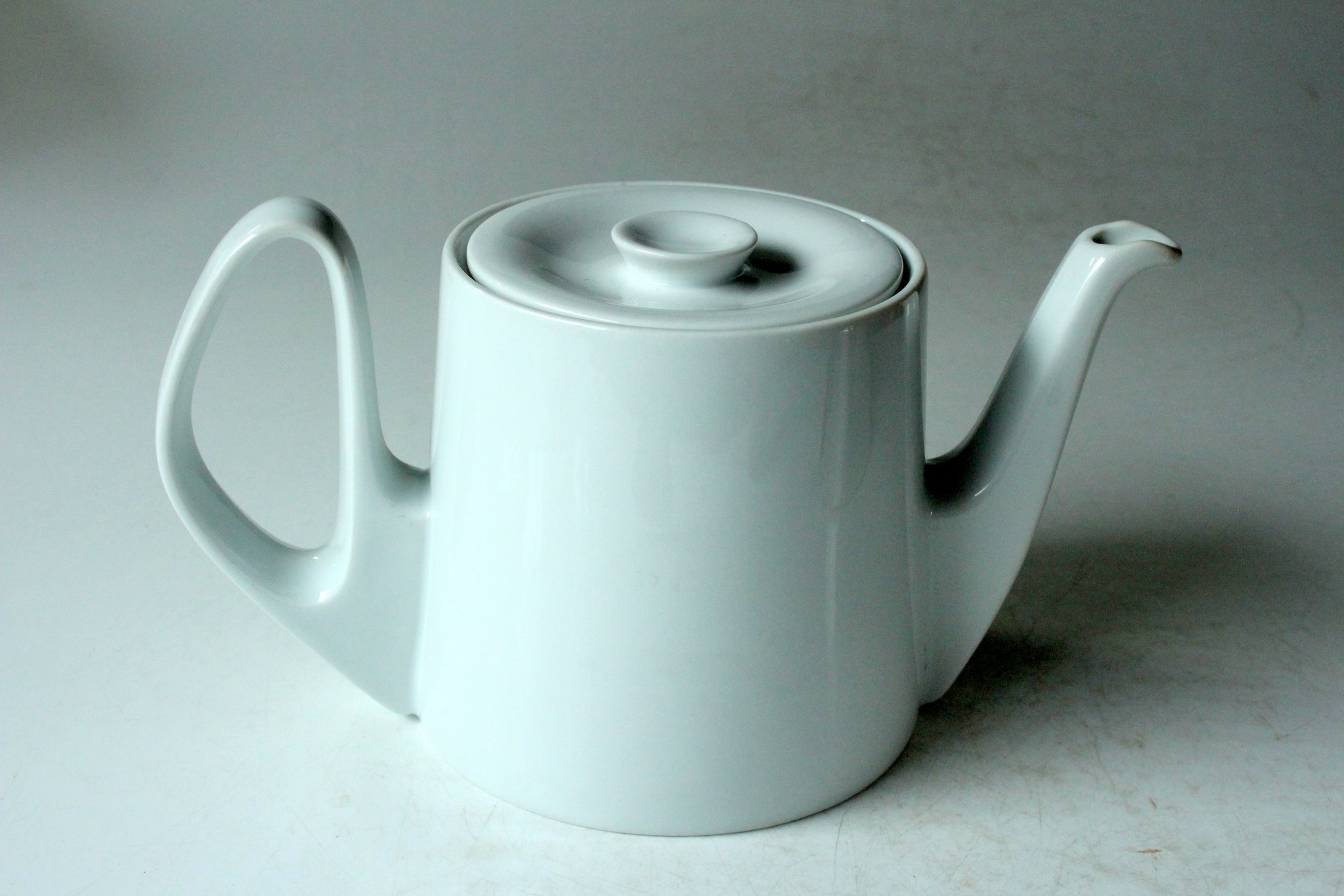 1930s Antique german porcelain tea pot with metal warming hood