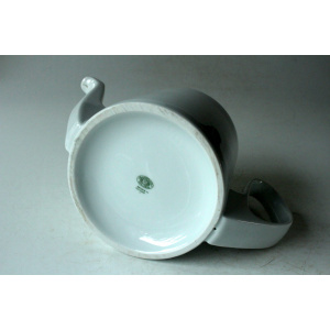 1930s Antique german porcelain tea pot with metal warming hood