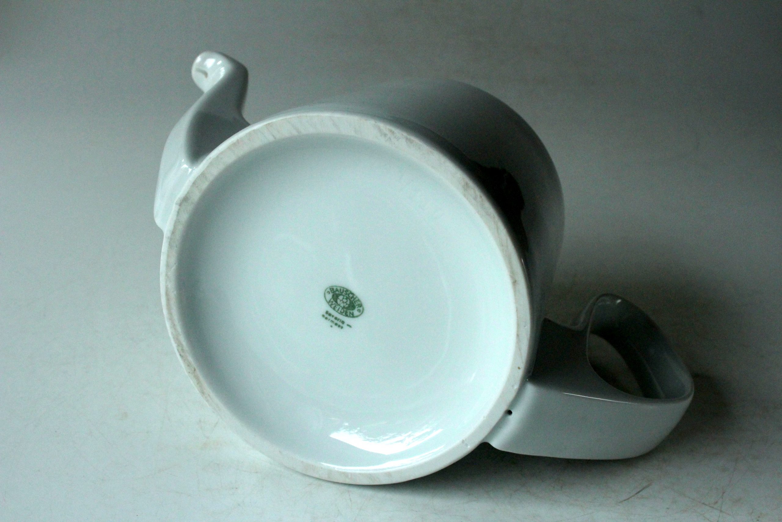1930s Antique german porcelain tea pot with metal warming hood