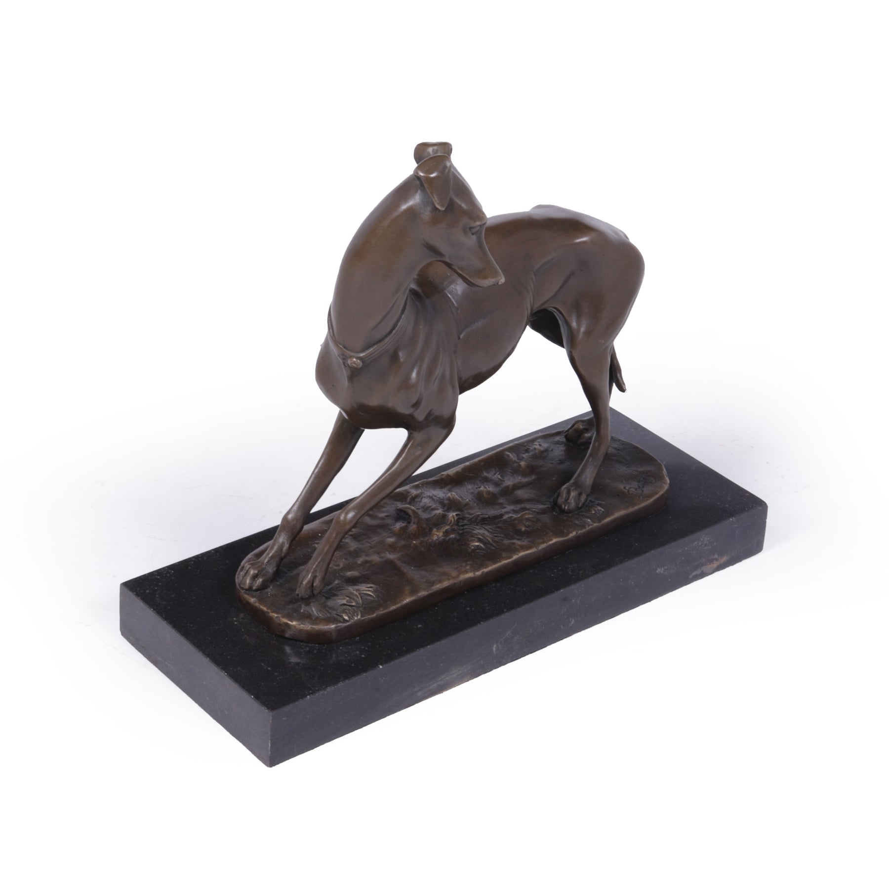 Art Deco Whippet Sculpture in Bronze by Barye