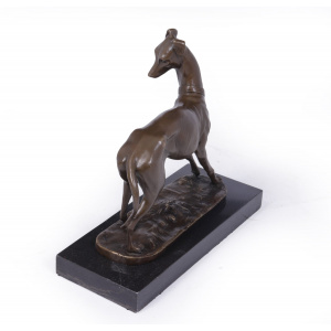 Art Deco Whippet Sculpture in Bronze by Barye