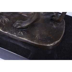 Art Deco Whippet Sculpture in Bronze by Barye