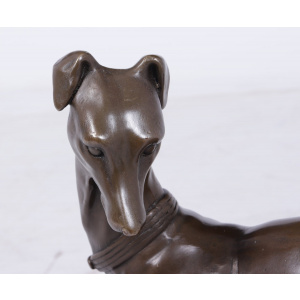 Art Deco Whippet Sculpture in Bronze by Barye