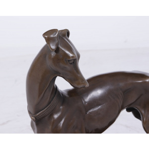 Art Deco Whippet Sculpture in Bronze by Barye