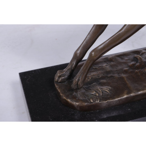 Art Deco Whippet Sculpture in Bronze by Barye