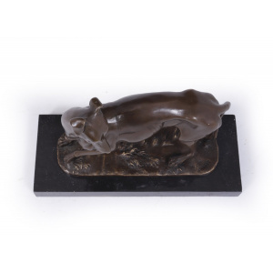 Art Deco Whippet Sculpture in Bronze by Barye