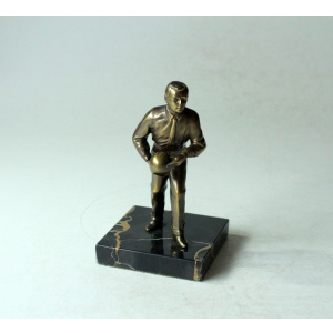 Bowler made of bronze, figurine, on a marble base, without inscription, vintage from the 60s