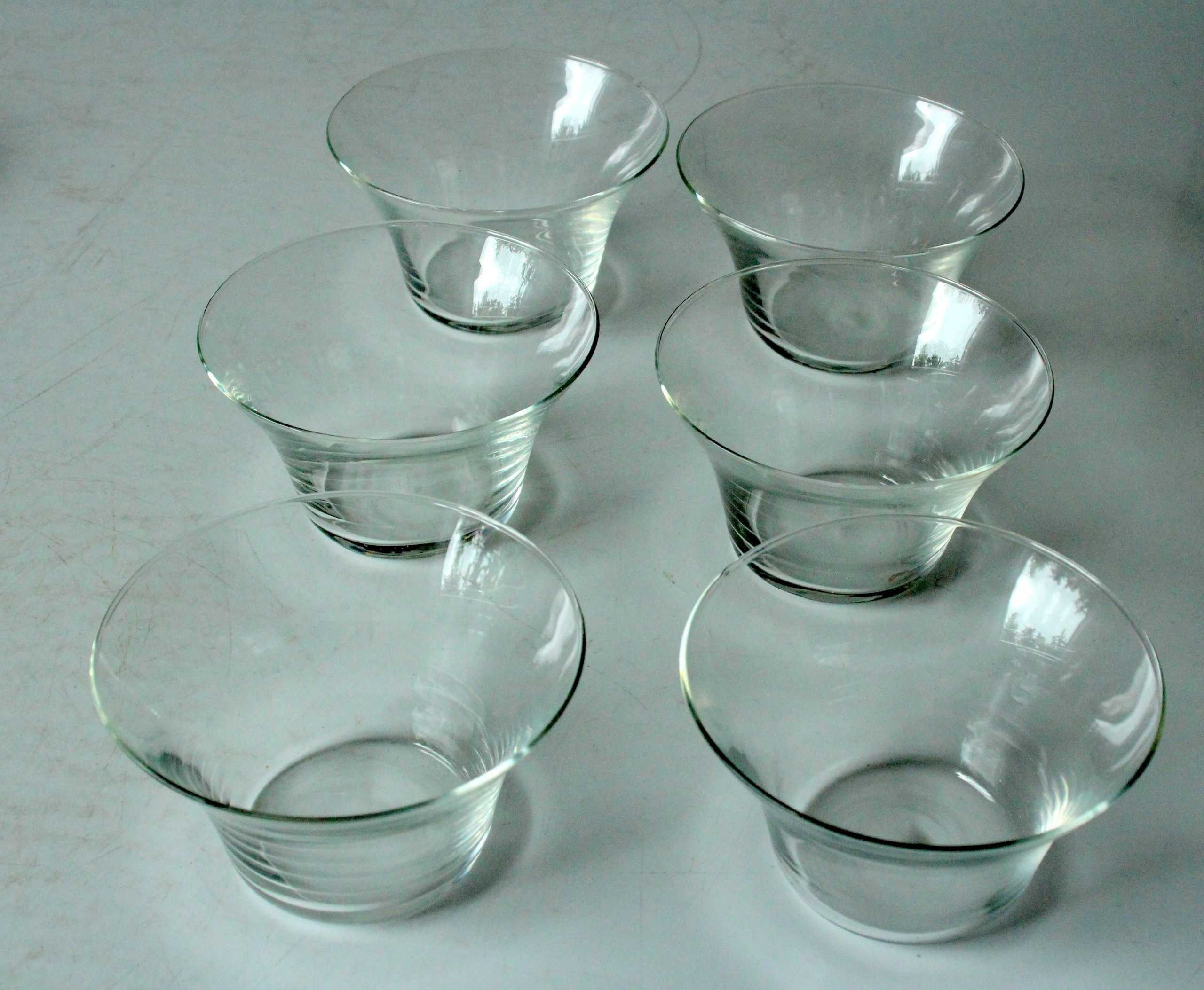 1950s - 6 glass tea cups in a copper stand with wooden handle - all on a wooden tray