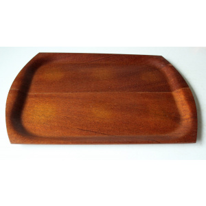 1950s - 6 glass tea cups in a copper stand with wooden handle - all on a wooden tray