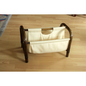 Magazine rack made of bamboo and fabric, vintage from the 1970s