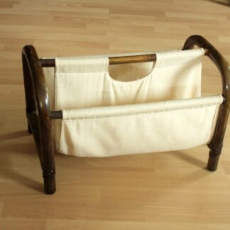 Magazine rack made of bamboo and fabric, vintage from the 1970s