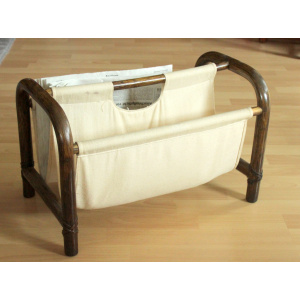 Magazine rack made of bamboo and fabric, vintage from the 1970s