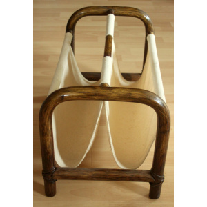 Magazine rack made of bamboo and fabric, vintage from the 1970s