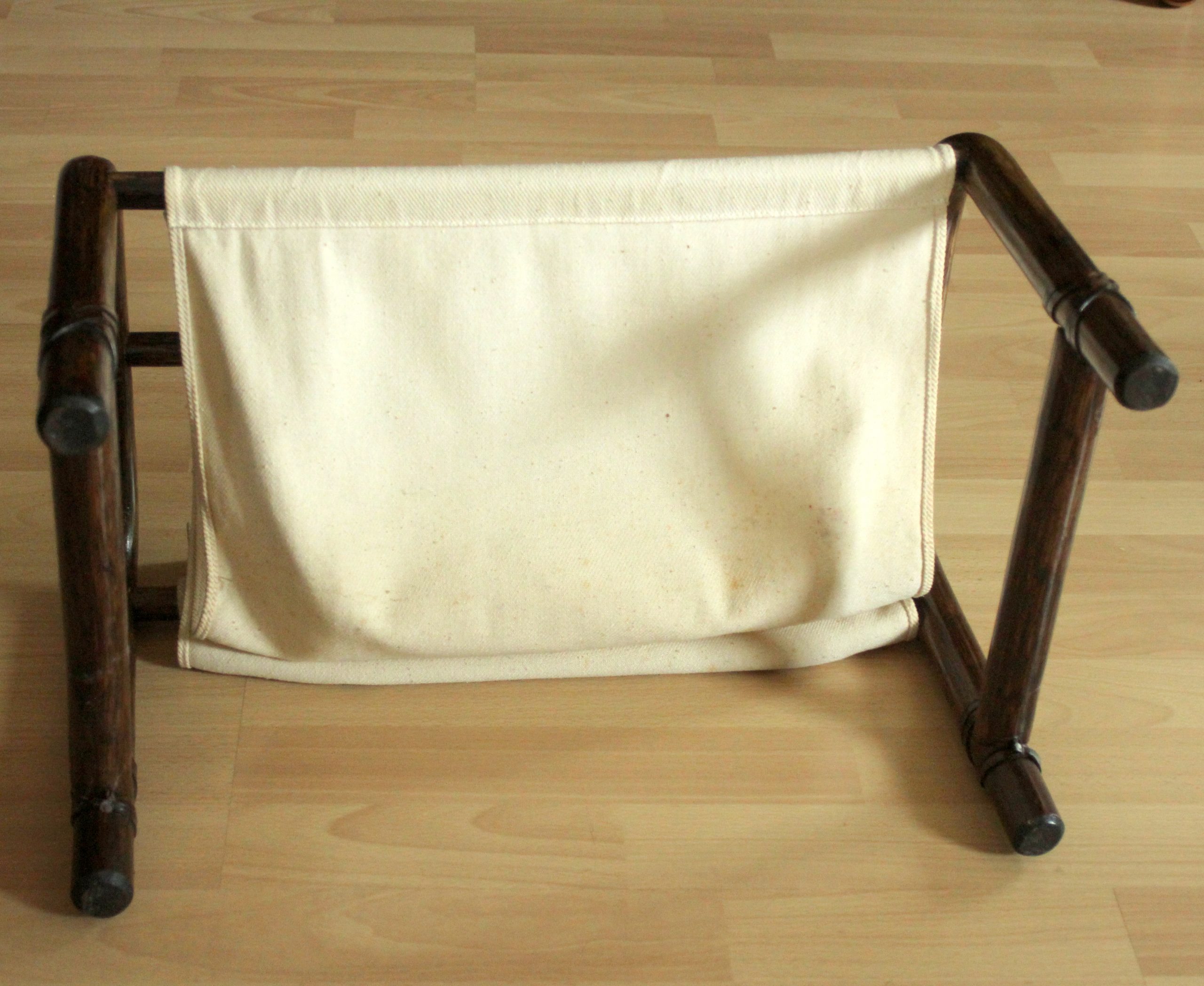 Magazine rack made of bamboo and fabric, vintage from the 1970s