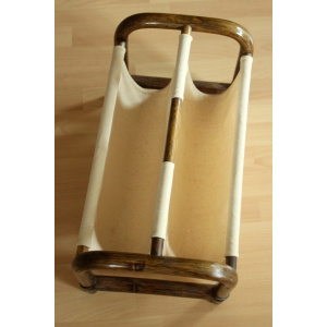 Magazine rack made of bamboo and fabric, vintage from the 1970s