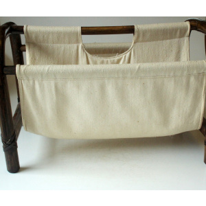 Magazine rack made of bamboo and fabric, vintage from the 1970s