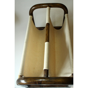 Magazine rack made of bamboo and fabric, vintage from the 1970s
