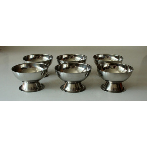 6 stainless steel ice cream sundae cups-vintage from the 80s