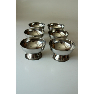 6 stainless steel ice cream sundae cups-vintage from the 80s